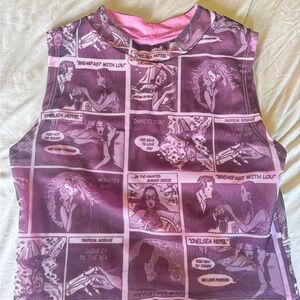 Comic Print Sleeveless Top